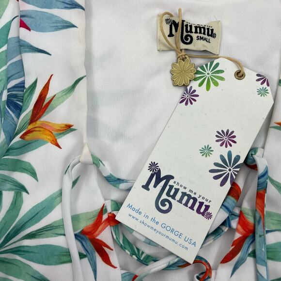 Show Me Your Mumu Daryn Palm Party Lace Up Mini Dress Size S - Picture 10 of 10